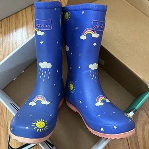Kids Joules rain boots Blue Cloud